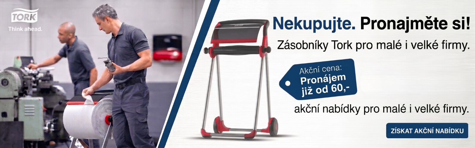 Nekupujte. Pronajměte si zásobníky Tork pro vaši výrobu