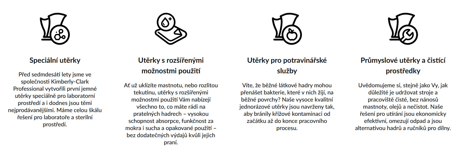 Typy utěrek Kimberly-Clark™ a možnosti jejich použití