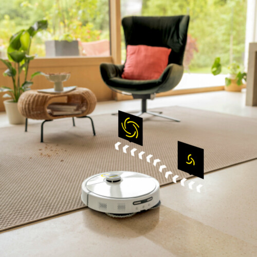 RVM 4 Comfort Extra automaticky detekuje kobercové plochy pomocí ultrazvukového senzoru a zobrazuje je na mapě v aplikaci. Když je aktivována funkce vytírání, robot se vyhýbá detekovaným kobercovým plochám nebo se pohybuje po koberci se zvednutými vytíracími jednotkami. Funkce Auto Boost zvyšuje sací výkon na kobercích, když je to potřeba, aby bylo dosaženo ještě lepších výsledků čištění.