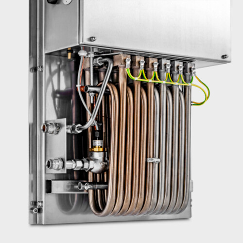 Horká voda je k dispozici během několika sekund. Při průtoku vody 800 l/h a vstupní teplotě 15 °C je konstantní pracovní teplota 60 °C.