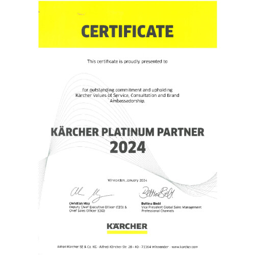 Certifikát - autorizovaný servis Kärcher