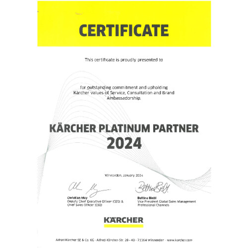 Certifikát - autorizovaný servis Kärcher