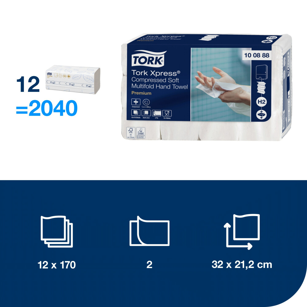 Tork Xpress® stlačené jemné papírové ručníky Multifold (H2)