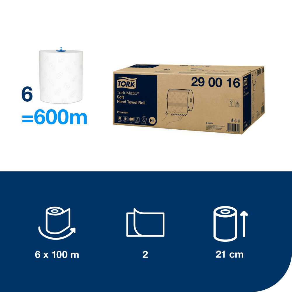 Tork Matic® jemné papírové ručníky bílé v roli Premium (H1)