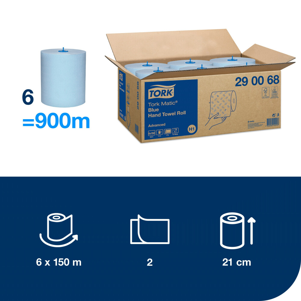 Tork Matic® modré papírové ručníky v roli Advanced (H1)