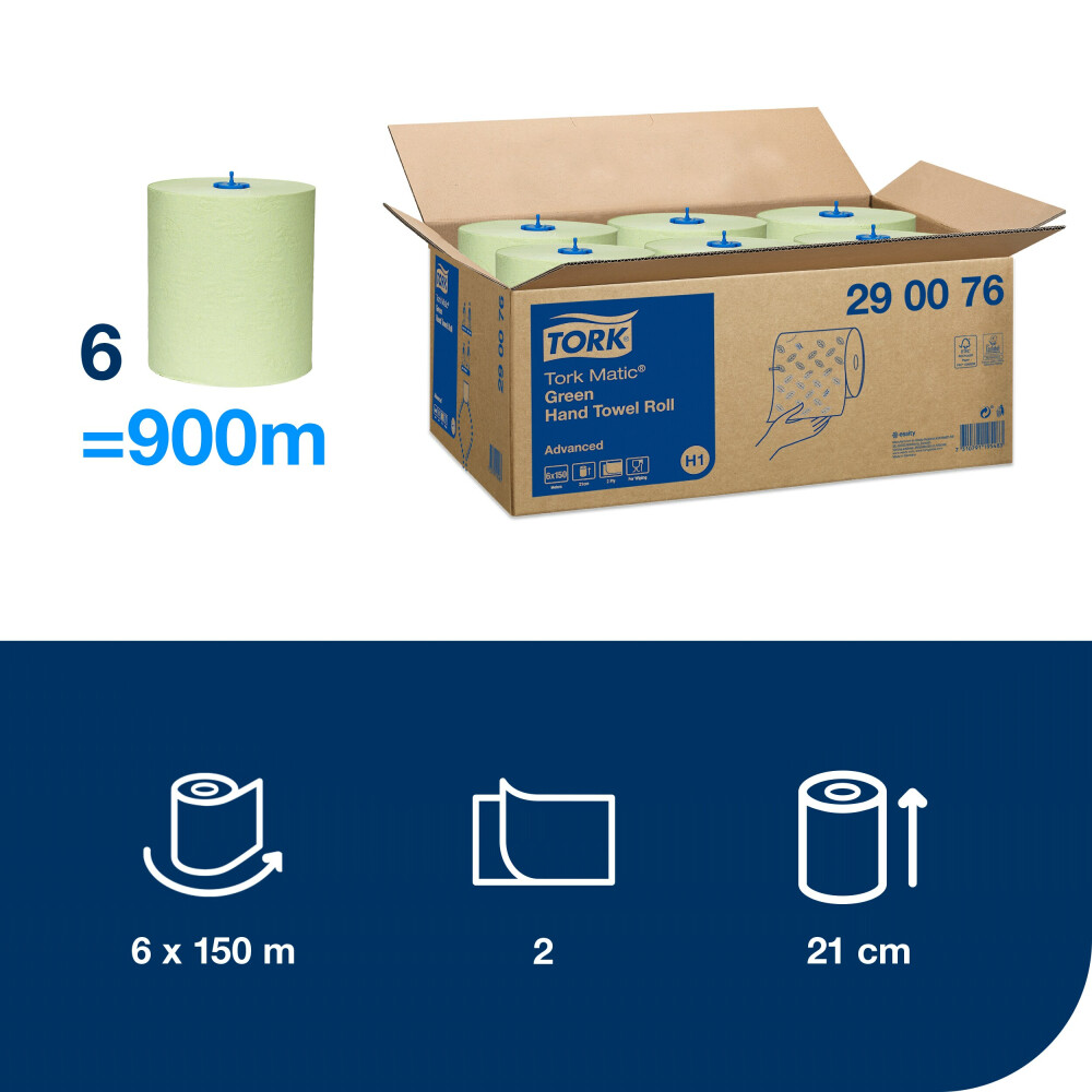 Tork Matic® zelené papírové ručníky v roli (H1)