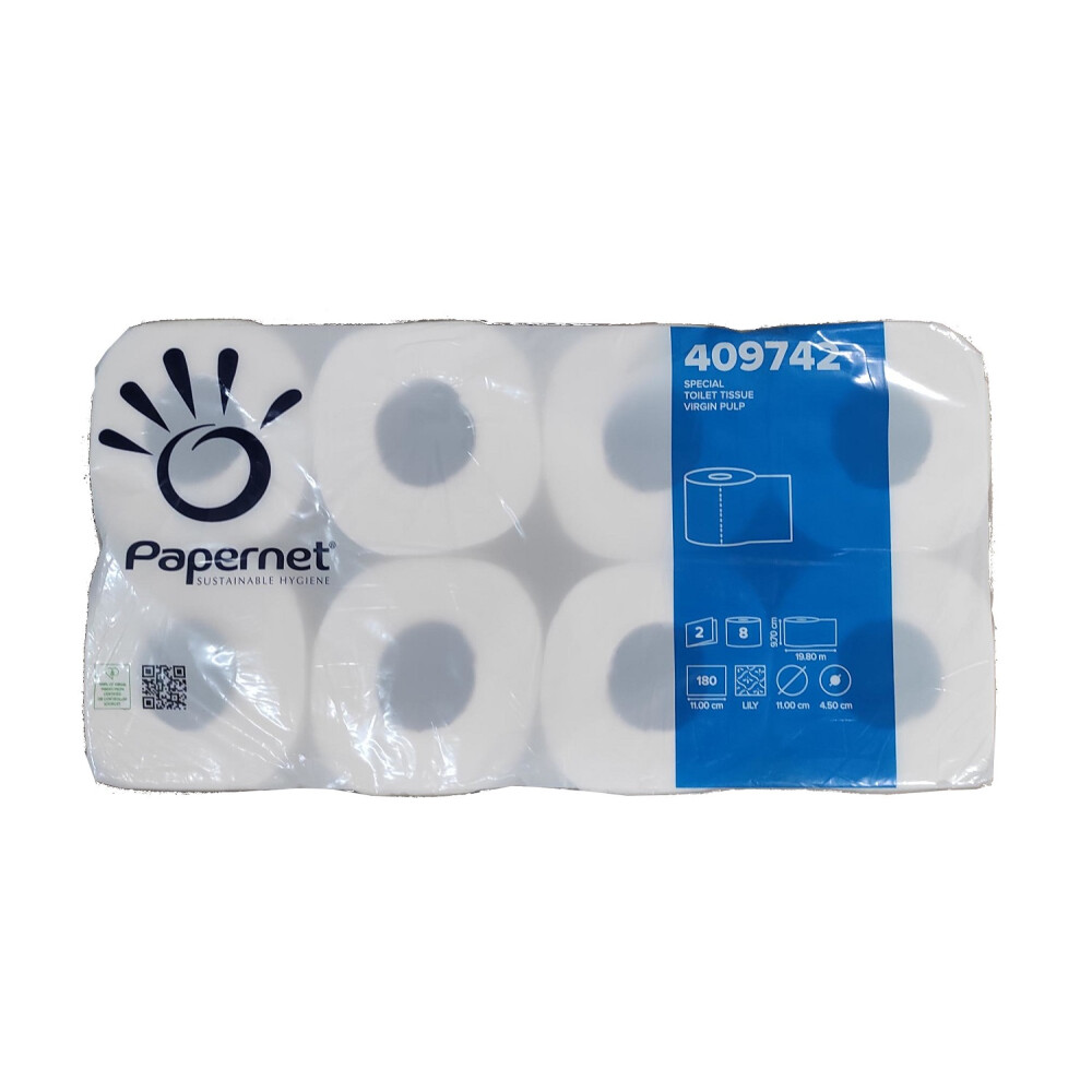Toaletní papír bílý EURO WHITE , 2vrstvý - 8 rol/balíček
