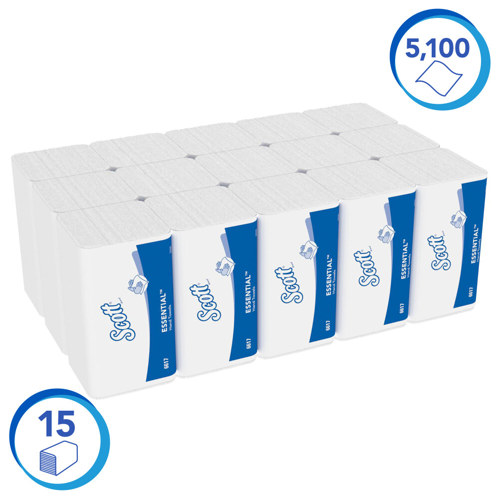Papírové ručníky skládané SCOTT® bílé, 5100 út/kar