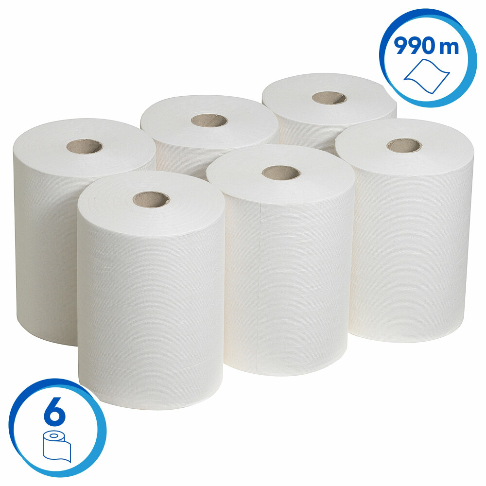 Papírové ručníky v roli SCOTT® Slimroll - bílé, 6 rolí á 165 m/kar
