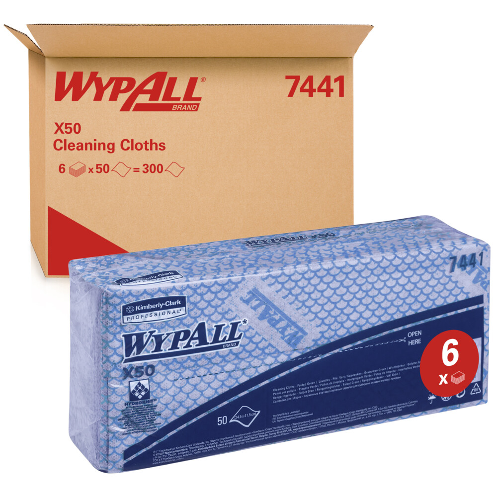 WypAll® X50 průmyslové utěrky skládané - modré
