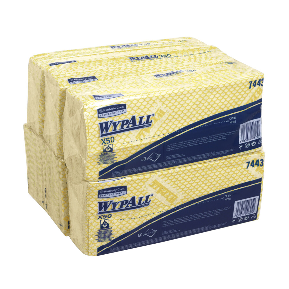 WypAll® X50 průmyslové utěrky skládané - žluté