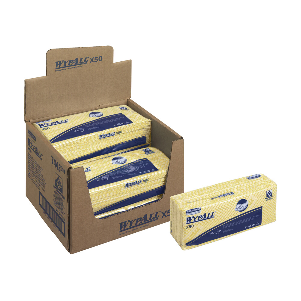 WypAll® X50 průmyslové utěrky skládané - žluté