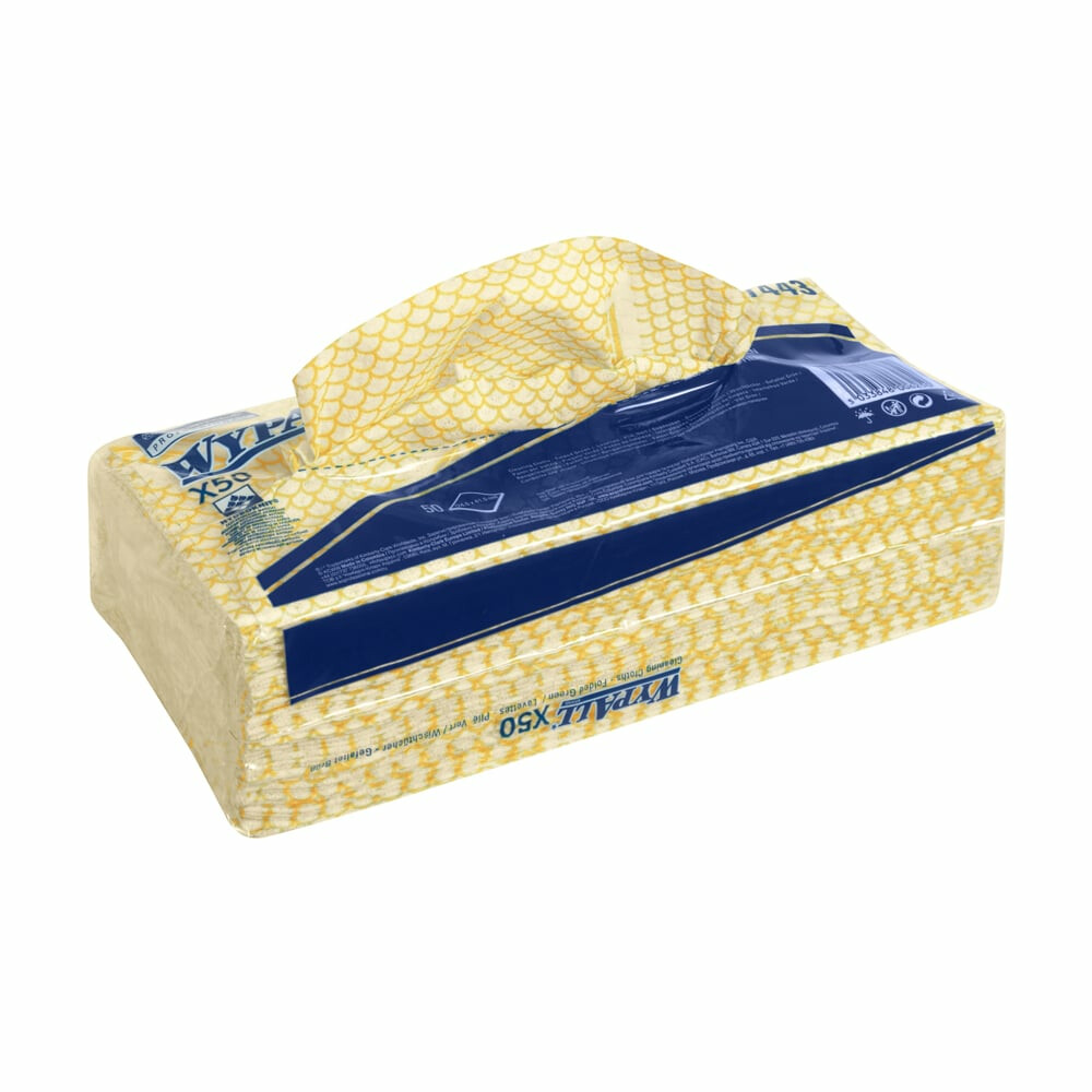 WypAll® X50 průmyslové utěrky skládané - žluté