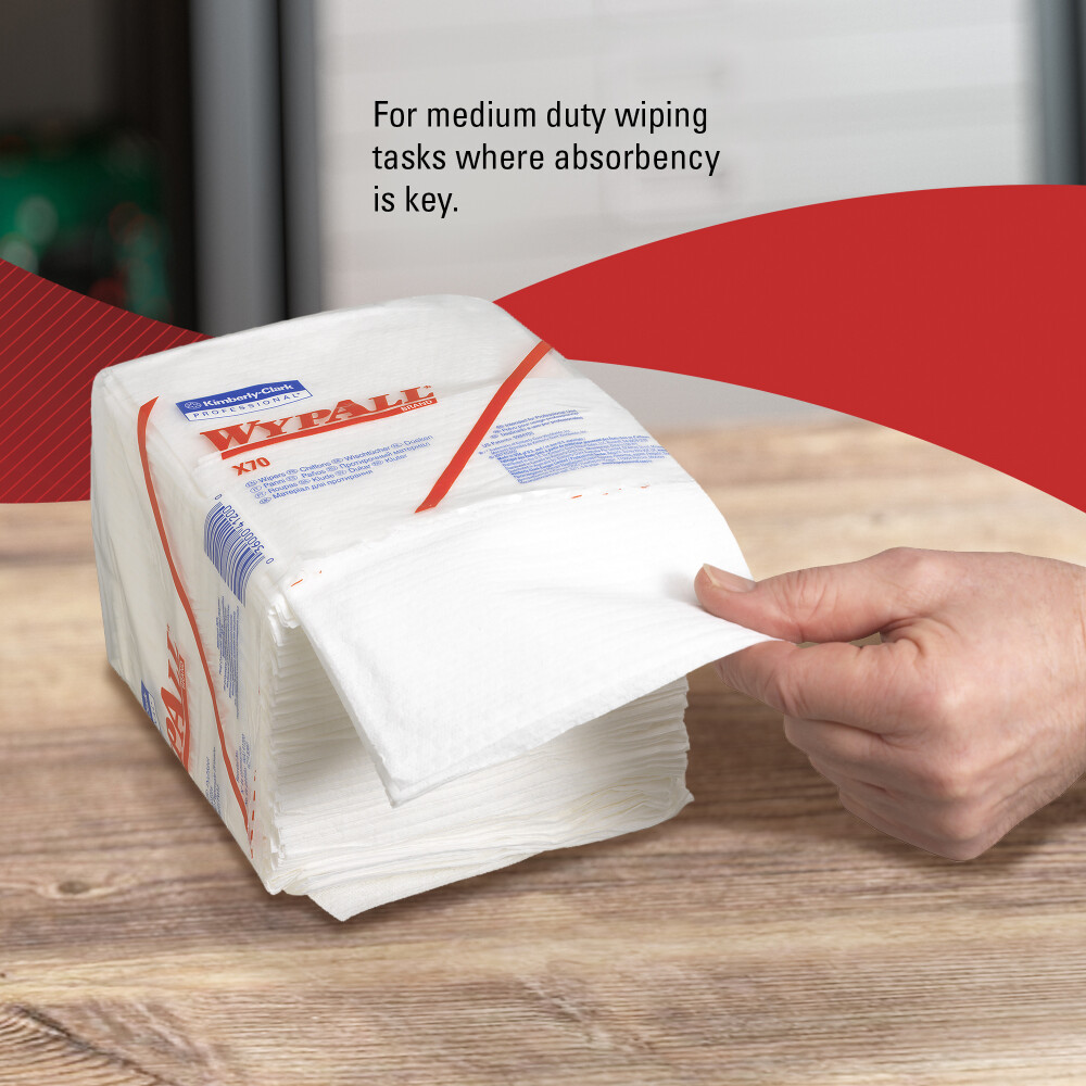 WypAll® X70  průmyslové utěrky skládané - bílé