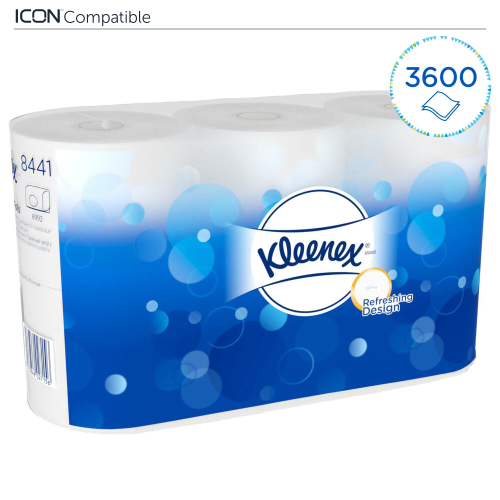 Kleenex® Toaletní papír - standardní / bílá, balíček 6 rolí, v roli 600  útržků