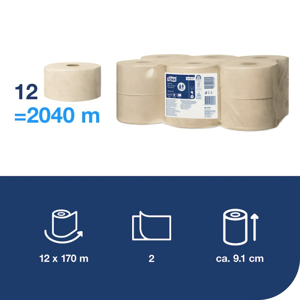 Tork Mini Jumbo toaletní papír natural (T2)