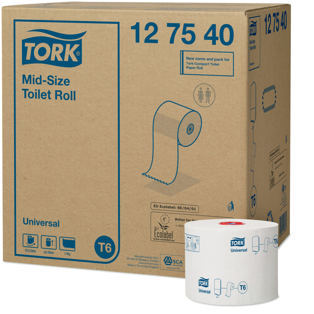 Tork Mid-Size toaletní papír Universal – 1vrstvý (T6)