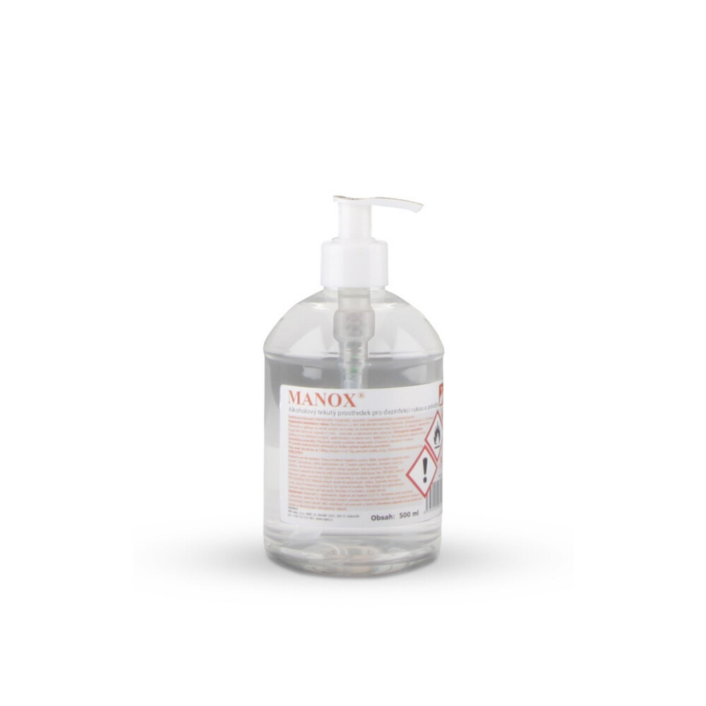 Manox 500 ml, tekutá dezinfekce rukou, láhev s dávkovačem