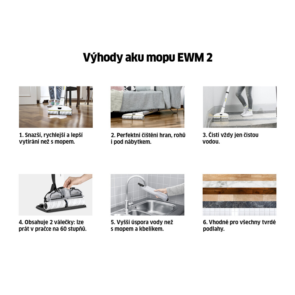 Elektrický vytírací mop EWM 2 Premium