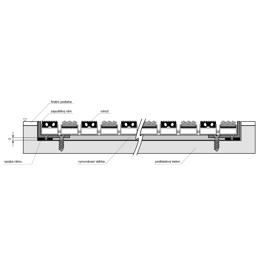 Rám zapuštěný - hliník "L" profil; v.30, 25, 20, 15mm / cena za bm