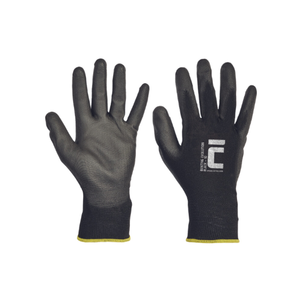 Rukavice BUNTING BLACK EVO č.10 nylon+polomáč. polyuretan / bal.12párů