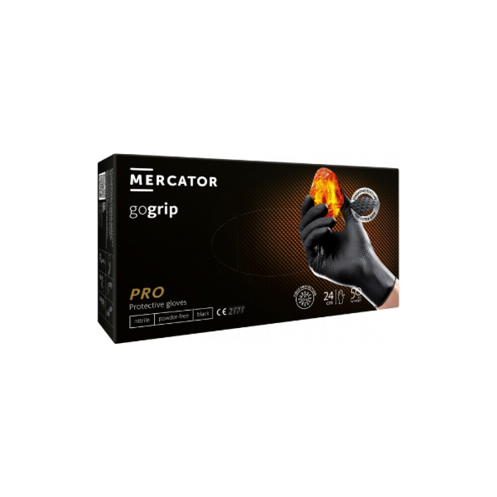 Rukavice jednorázové profi nitrilové gogrip, černé XL