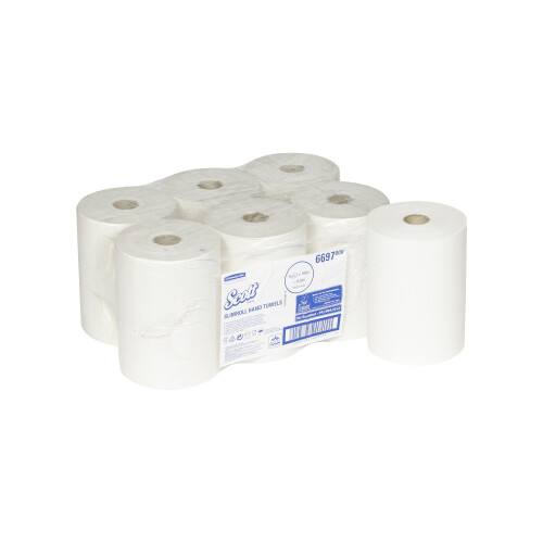 Papírové ručníky v roli SCOTT® Slimroll - bílá, 6 rolí á 190 m/kar