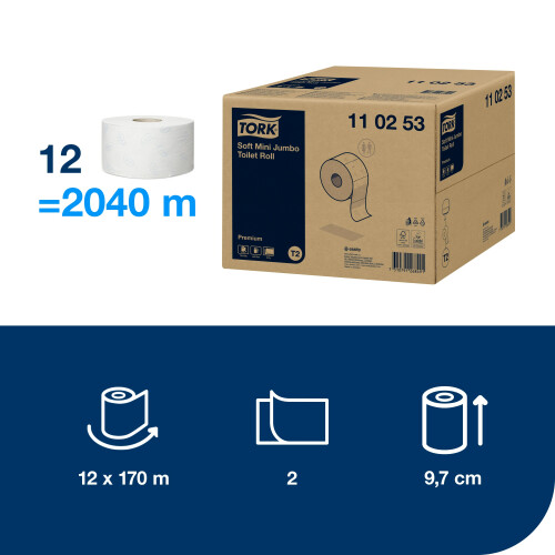 Tork mini jemný toaletní papír v roli Jumbo Premium (T2)