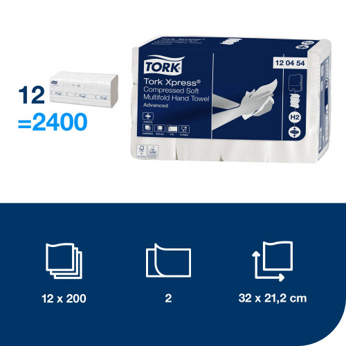 Tork Xpress® stlačené jemné papírové ručníky Multifold (H2)