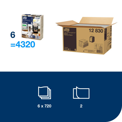 Tork Xpressnap Fit® natural ubrousky do zásobníku (N14)