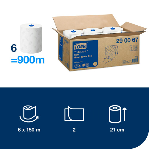 Tork Matic® jemné papírové ručníky v roli Advanced (H1)
