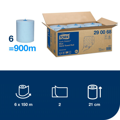 Tork Matic® modré papírové ručníky v roli Advanced (H1)