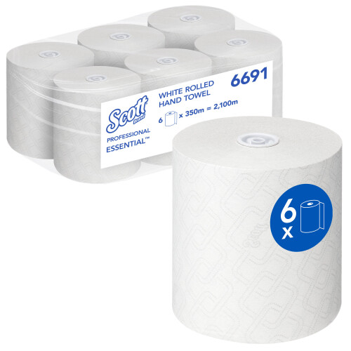 Papírové ručníky v roli SCOTT® MAX - bílé, 6 rolí/kar