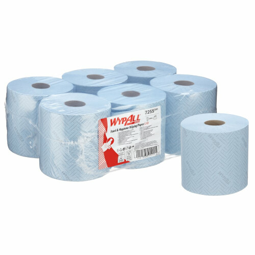 WypAll® L10 utěrky pro potravinářství - centrální odběr, 1vrstvé - modré