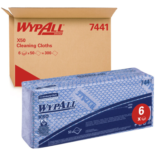 WypAll® X50 průmyslové utěrky skládané - modré