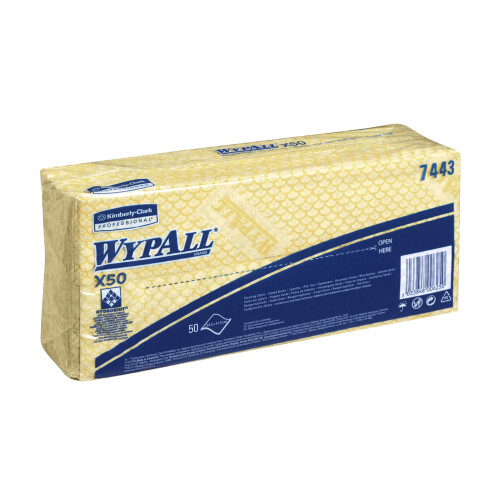 WypAll® X50 průmyslové utěrky skládané - žluté