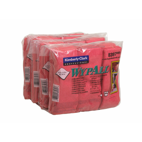Utěrka WypAll® z mikrovlákna 40x40 cm - červené
