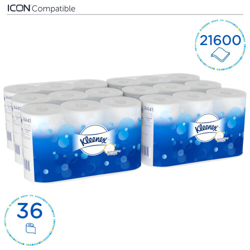 Kleenex® Toaletní papír - standardní / bílá, balíček 6 rolí, v roli 600  útržků