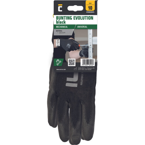 Rukavice BUNTING BLACK EVO č. 9 nylon+polomáč. polyuretan / bal.12párů