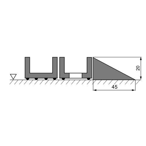 Náběh. lišta pryž.  v.-20 x š.-45mm pro KARWELL / cena za bm