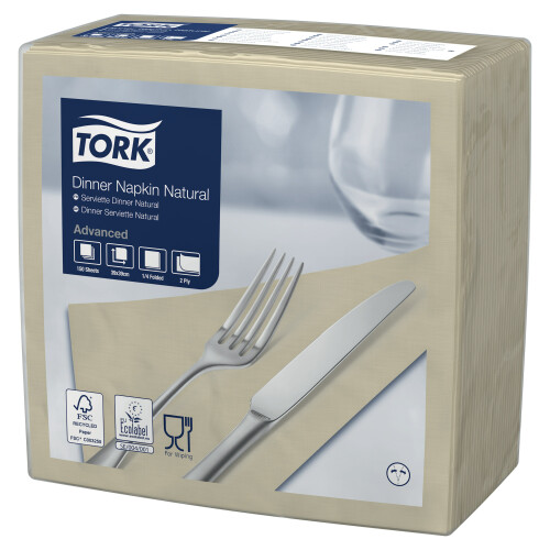 Tork ubrousky na večeři Natural s ekologickým potiskem, 1/4 sklad