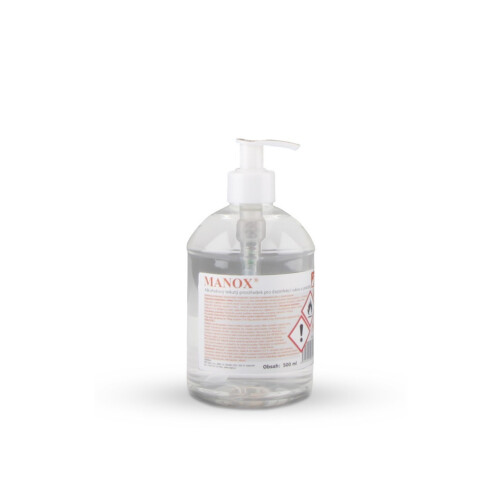 Manox 500 ml, tekutá dezinfekce rukou, láhev s dávkovačem