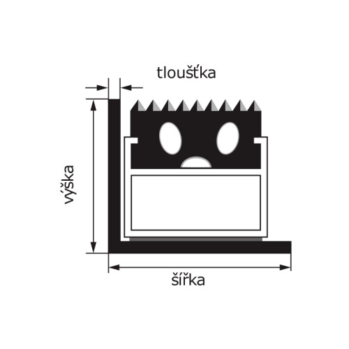 Rám zapuštěný - hliník "L" profil; v.30, 25, 20, 15mm / cena za bm