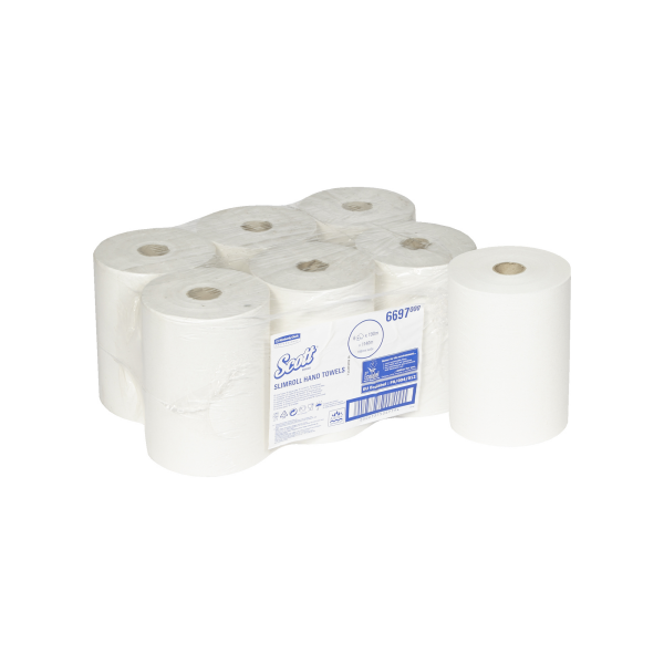 Papírové ručníky v roli SCOTT® Slimroll - bílá, 6 rolí á 190 m/kar