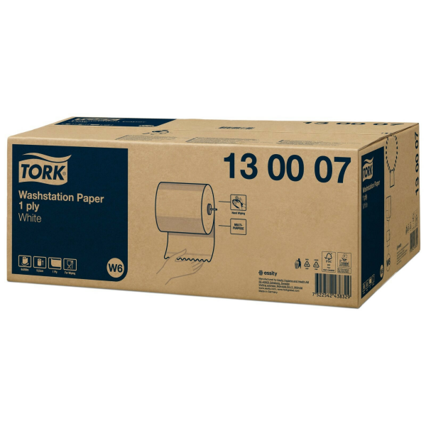 Tork utěrky do vodotěsného zásobníku 1vrstvé, bílé (W6)