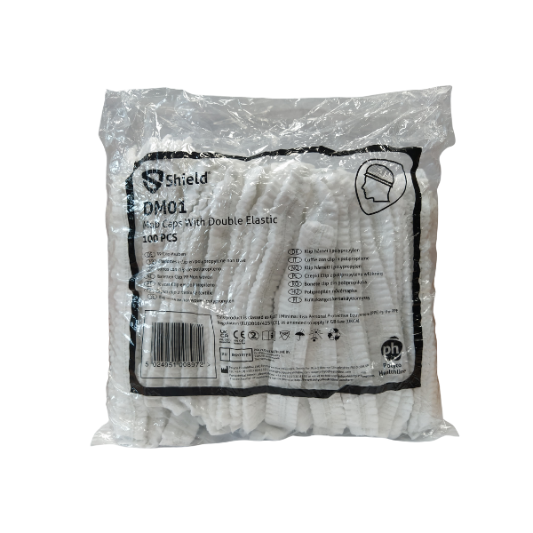 Pokrývka hlavy vel.M dvoj.gumička, složená - bílá /  100ks