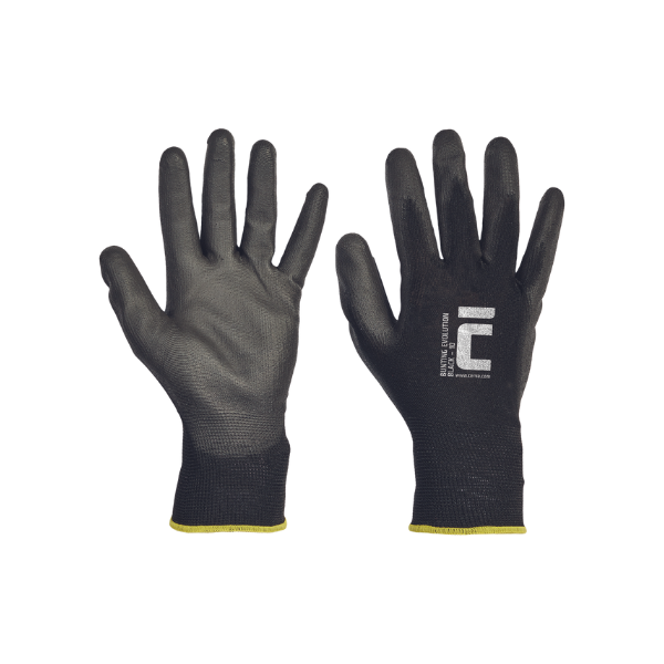Rukavice BUNTING BLACK EVO č. 8 nylon+polomáč. polyuretan / bal.12párů